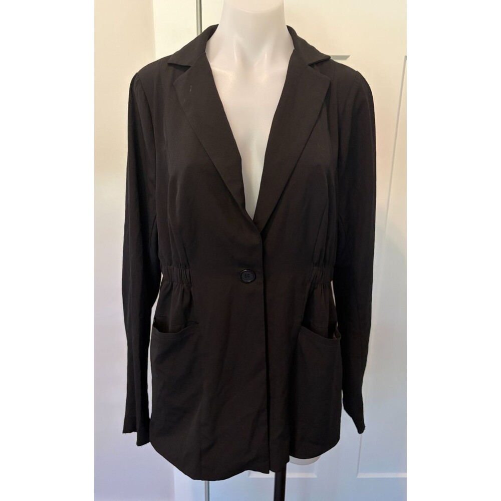 Torrid Womens Blazer Jacket Long Sleeve Black Button Front Lined Size 00 (10)